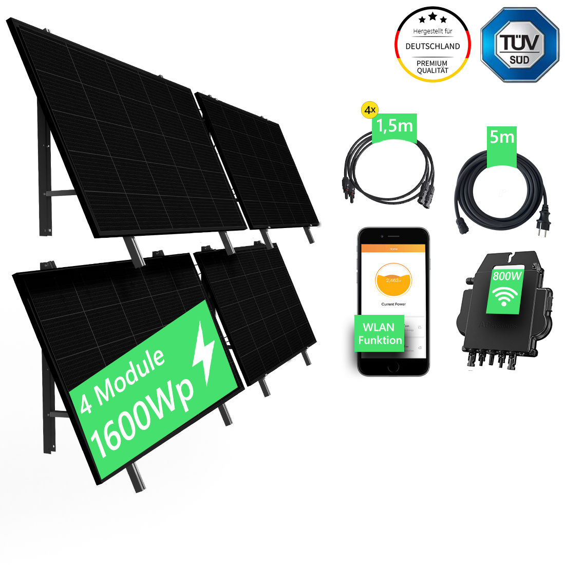 SolarLuxEnergy Balkonkraftwerk Komplettpaket für Balkon