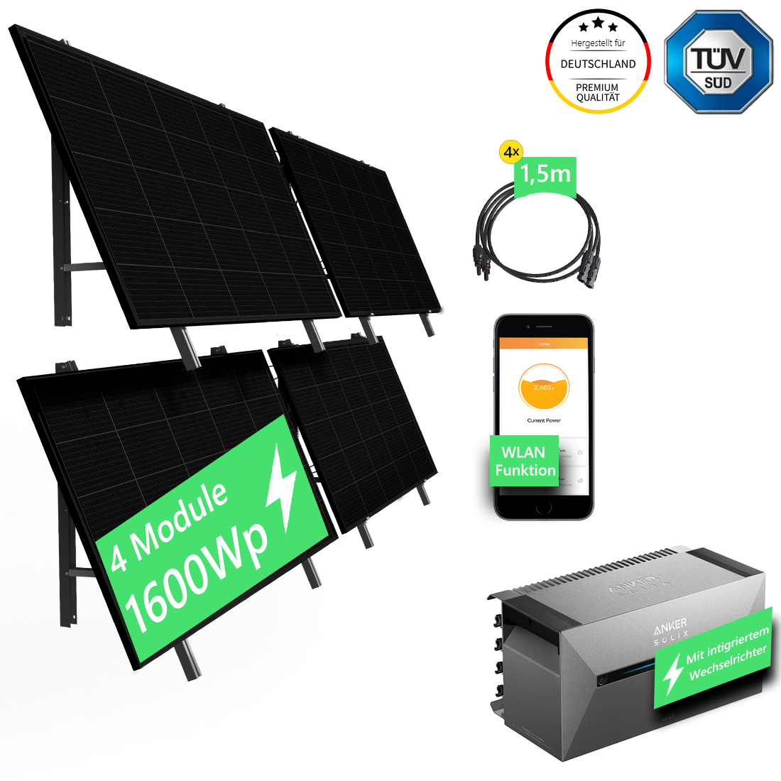 SolarLuxEnergy Balkonkraftwerk Komplettpaket für Balkon