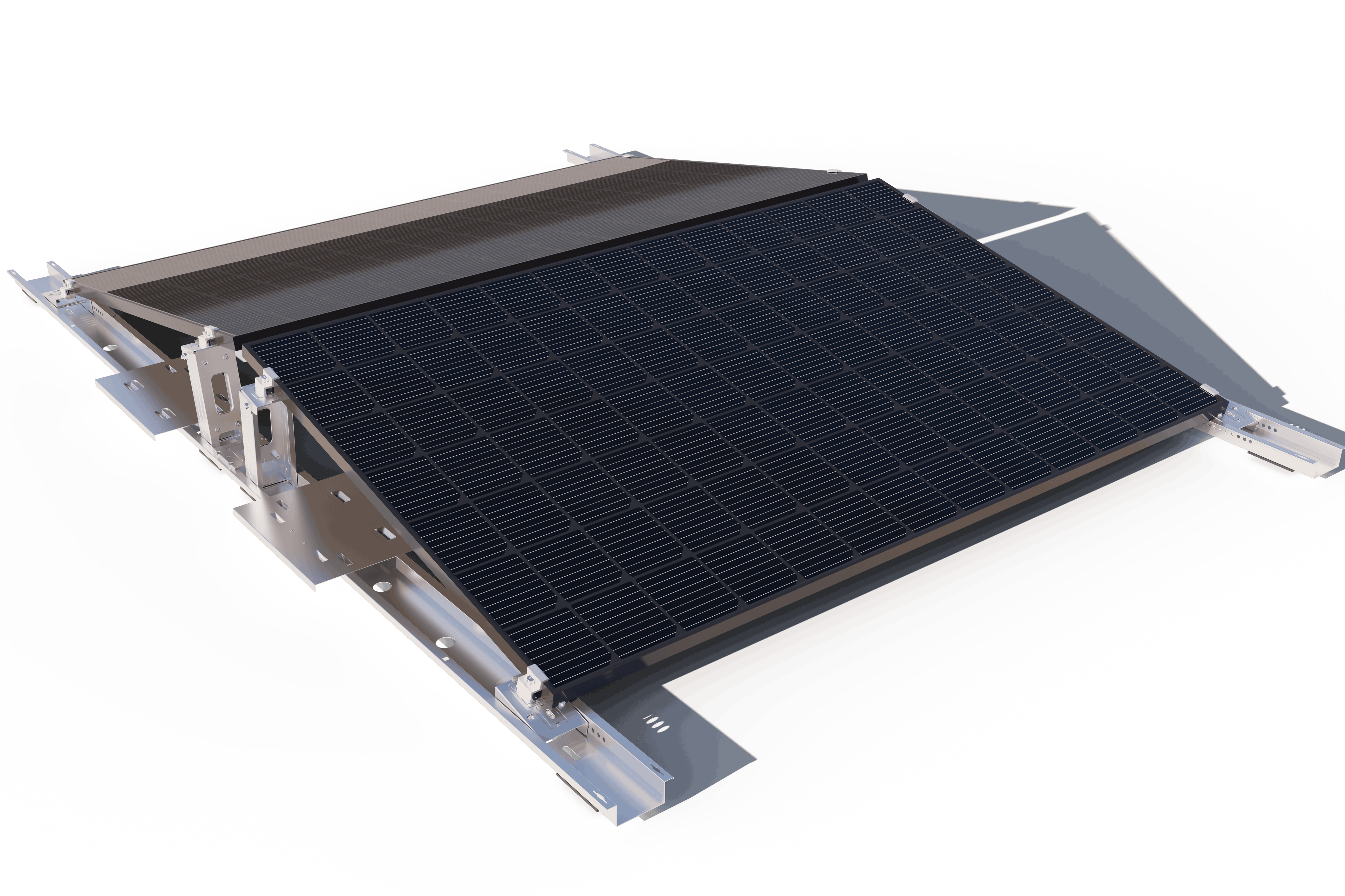 Helios Flachdach-Halterung – ballastiertes PV-Montagesystem für Flachdächer und Bodenflächen