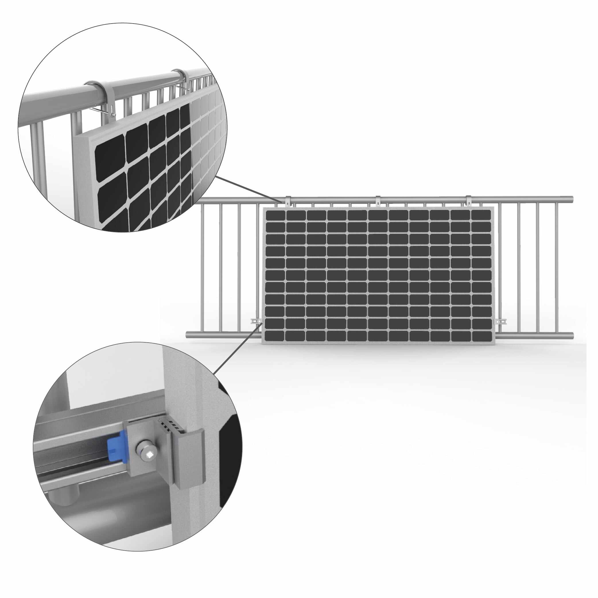 Plutus Solarmodul-Halterung für Gitterbalkone Plutus Solarmodul-Halterung für Gitterbalkone